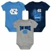 Outerstuff Infant Carolina Blue/Navy/Heathered Gray North Carolina Tar Heels 3-Pack Game On Bodysuit Set -Outerstuff shop unnamed file 4804