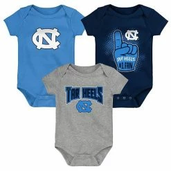 Outerstuff Infant Carolina Blue/Navy/Heathered Gray North Carolina Tar Heels 3-Pack Game On Bodysuit Set
