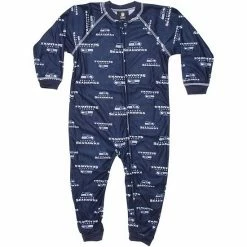 Outerstuff Seattle Seahawks Toddler Piped Raglan Full Zip Coverall - College Navy