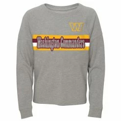 Outerstuff Juniors Heathered Gray Washington Commanders All Striped Up Raglan Long Sleeve T-Shirt