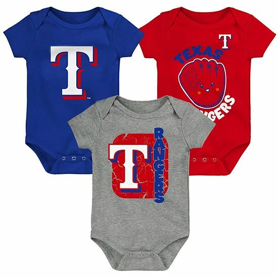 Outerstuff Newborn & Infant Royal/Red/Gray Texas Rangers Change Up 3-Pack Bodysuit Set 3 Outerstuff Newborn & Infant Royal/Red/Gray Texas Rangers Change Up 3-Pack Bodysuit Set