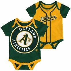 Outerstuff Infant Green/Gold Oakland Athletics Double 2-Pack Bodysuit Set