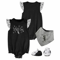 Outerstuff Girls Newborn & Infant Black Chicago White Sox Three-Piece Bodysuit Bib & Bootie Set