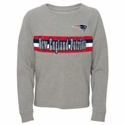 Outerstuff Juniors Heathered Gray New England Patriots All Striped Up Raglan Long Sleeve T-Shirt