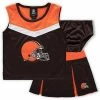 Outerstuff Girls Preschool Brown Cleveland Browns Two-Piece Spirit Cheer Cheerleader Set With Bloomers -Outerstuff shop unnamed file 4937
