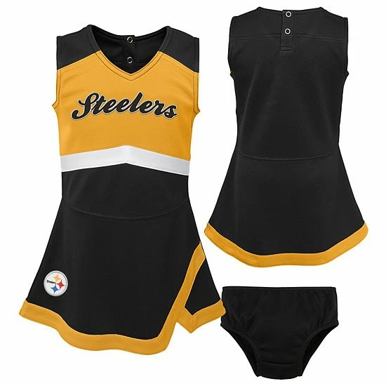 Outerstuff Girls Infant Black/Gold Pittsburgh Steelers Cheer Captain Jumper Dress 3 Outerstuff Girls Infant Black/Gold Pittsburgh Steelers Cheer Captain Jumper Dress