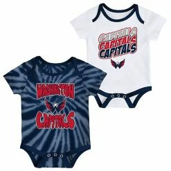 Outerstuff Newborn Navy/White Washington Capitals Monterey Tie-Dye Two-Pack Bodysuit Set