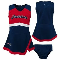 Outerstuff Girls Toddler Navy/Red New England Patriots Cheer Captain Jumper Dress