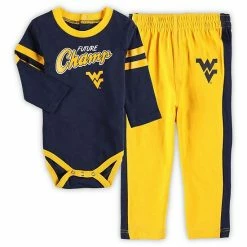 Outerstuff Newborn & Infant Navy/Gold West Virginia Mountaineers Little Kicker Long Sleeve Bodysuit & Sweatpants Set -Outerstuff shop unnamed file 5138