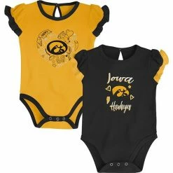 Outerstuff Girls Newborn & Infant Black/Gold Iowa Hawkeyes Too Much Love Two-Piece Bodysuit Set