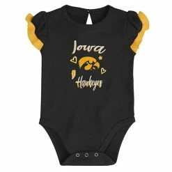 Outerstuff Girls Newborn & Infant Black/Gold Iowa Hawkeyes Too Much Love Two-Piece Bodysuit Set -Outerstuff shop unnamed file 5177
