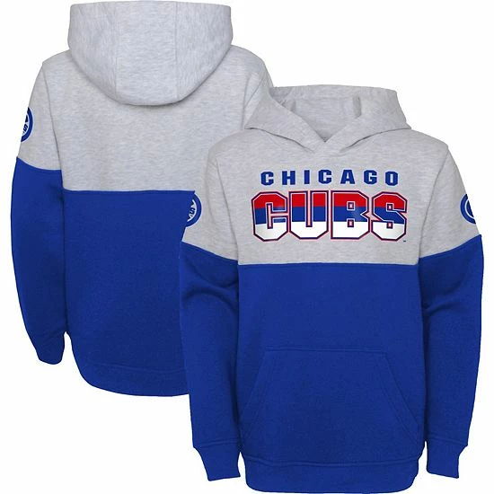 Outerstuff Youth Heather Gray/Royal Chicago Cubs Playmaker Pullover Hoodie 3 Outerstuff Youth Heather Gray/Royal Chicago Cubs Playmaker Pullover Hoodie
