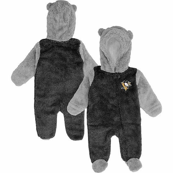 Outerstuff Newborn Black Pittsburgh Penguins Game Nap Teddy Fleece Bunting Full-Zip Sleeper 3 Outerstuff Newborn Black Pittsburgh Penguins Game Nap Teddy Fleece Bunting Full-Zip Sleeper