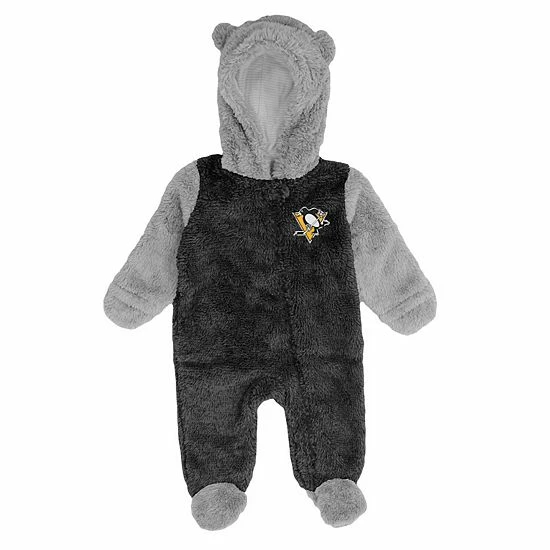 Outerstuff Newborn Black Pittsburgh Penguins Game Nap Teddy Fleece Bunting Full-Zip Sleeper 5 Outerstuff Newborn Black Pittsburgh Penguins Game Nap Teddy Fleece Bunting Full-Zip Sleeper - Image 3