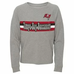 Outerstuff Juniors Heathered Gray Tampa Bay Buccaneers All Striped Up Raglan Long Sleeve T-Shirt
