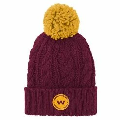 Outerstuff Girls Youth Burgundy Washington Football Team Cable Cuffed Knit Hat With Pom