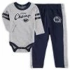 Outerstuff Newborn & Infant Heathered Gray/Navy Penn State Nittany Lions Little Kicker Long Sleeve Bodysuit & Sweatpants Set -Outerstuff shop unnamed file 5349