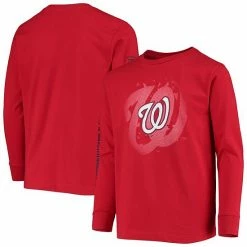 Outerstuff Youth Red Washington Nationals Platinum Logo Long Sleeve T-Shirt