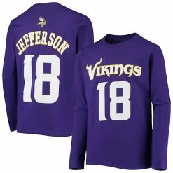 Outerstuff Youth Justin Jefferson Purple Minnesota Vikings Mainliner Player Name & Number Long Sleeve T-Shirt