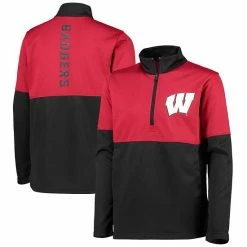 Outerstuff Youth Black Wisconsin Badgers Quick Snap Spine Print Quarter-Zip Jacket