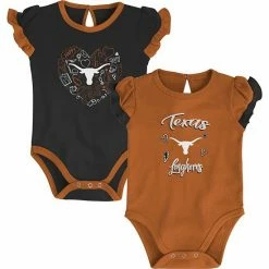 Outerstuff Girls Newborn & Infant Texas Orange/Black Texas Longhorns Too Much Love Two-Piece Bodysuit Set
