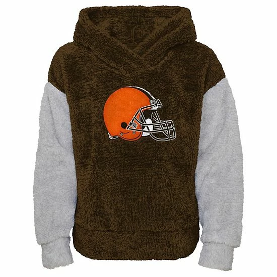 Outerstuff Girls Youth Brown/Gray Cleveland Browns Game Time Teddy Fleece Pullover Hoodie 3 Outerstuff Girls Youth Brown/Gray Cleveland Browns Game Time Teddy Fleece Pullover Hoodie