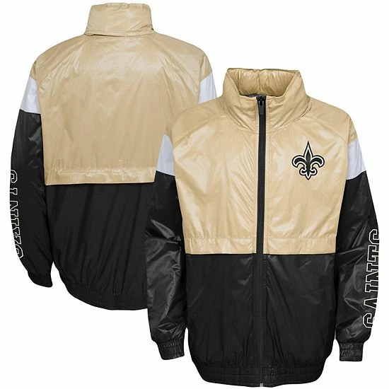 Outerstuff Youth Gold/Black New Orleans Saints Goal Line Stance Full-Zip Hoodie Windbreaker 4 Outerstuff Youth Gold/Black New Orleans Saints Goal Line Stance Full-Zip Hoodie Windbreaker - Image 2