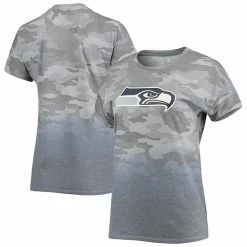Outerstuff Juniors Gray/College Navy Seattle Seahawks Beth Camo Dip-Dye T-Shirt