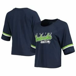 Outerstuff Juniors College Navy Seattle Seahawks Burnout Raglan Half-Sleeve T-Shirt