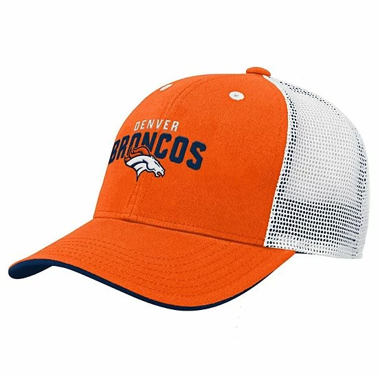 Outerstuff Youth Orange/White Denver Broncos On Trend Precurved A-Frame Trucker Snapback Hat 3 Outerstuff Youth Orange/White Denver Broncos On Trend Precurved A-Frame Trucker Snapback Hat