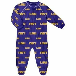 Outerstuff Newborn & Infant Purple LSU Tigers Allover Print Raglan Full-Zip Sleeper
