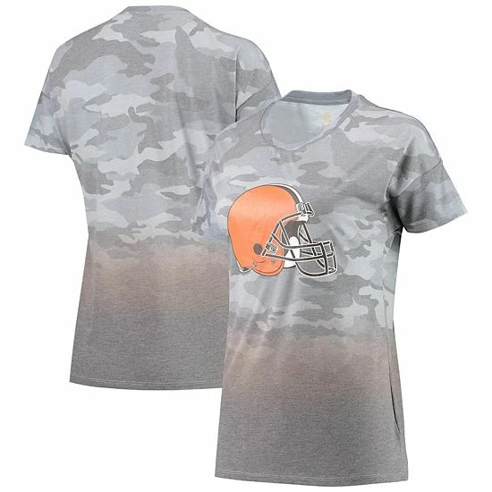 Outerstuff Juniors Gray/Orange Cleveland Browns Beth Camo Dip-Dye T-Shirt 3 Outerstuff Juniors Gray/Orange Cleveland Browns Beth Camo Dip-Dye T-Shirt
