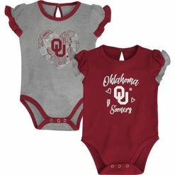 Outerstuff Girls Newborn & Infant Crimson/Heather Gray Oklahoma Sooners Too Much Love Two-Piece Bodysuit Set -Outerstuff shop unnamed file 5533