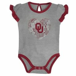 Outerstuff Girls Newborn & Infant Crimson/Heather Gray Oklahoma Sooners Too Much Love Two-Piece Bodysuit Set -Outerstuff shop unnamed file 5535