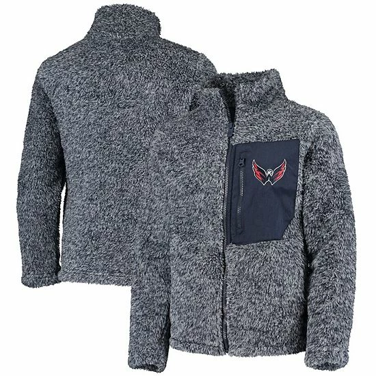 Outerstuff Girls Youth Navy Washington Capitals Fan Gear Sherpa Full-Zip Jacket 4 Outerstuff Girls Youth Navy Washington Capitals Fan Gear Sherpa Full-Zip Jacket - Image 2