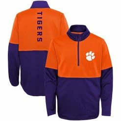 Outerstuff Youth Purple/Orange Clemson Tigers Quick Snap Spine Print Quarter-Zip Jacket