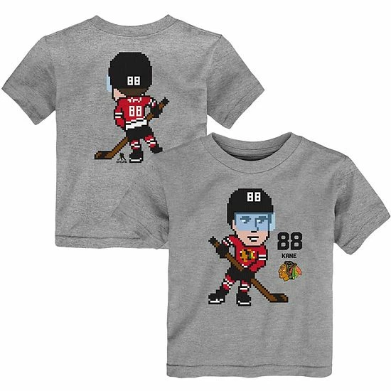 Outerstuff Toddler Patrick Kane Heathered Gray Chicago Blackhawks Pixel Player T-Shirt 4 Outerstuff Toddler Patrick Kane Heathered Gray Chicago Blackhawks Pixel Player T-Shirt - Image 2