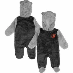 Outerstuff Newborn And Infant Black/Gray Baltimore Orioles Game Nap Teddy Fleece Bunting Full-Zip Sleeper -Outerstuff shop unnamed file 5610