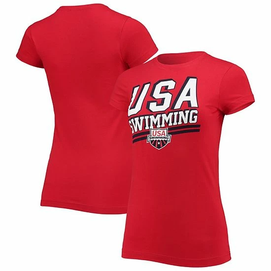 Outerstuff Women's Red Team USA Swimming Wordmark T-Shirt 3 Outerstuff Women's Red Team USA Swimming Wordmark T-Shirt