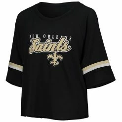 Outerstuff Juniors Black New Orleans Saints Burnout Raglan Half-Sleeve T-Shirt -Outerstuff shop unnamed file 5641