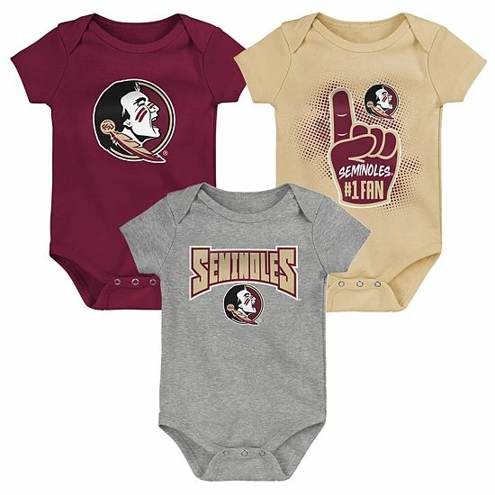 Outerstuff Infant Garnet/Gold/Heathered Gray Florida State Seminoles 3-Pack Game On Bodysuit Set 4 Outerstuff Infant Garnet/Gold/Heathered Gray Florida State Seminoles 3-Pack Game On Bodysuit Set - Image 2