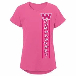 Outerstuff Girls Youth Pink Washington Commanders Logo Fair Catch Dolman T-Shirt