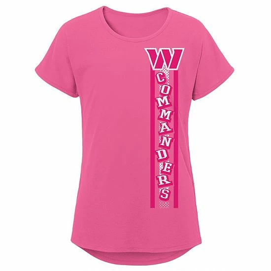 Outerstuff Girls Youth Pink Washington Commanders Logo Fair Catch Dolman T-Shirt 3 Outerstuff Girls Youth Pink Washington Commanders Logo Fair Catch Dolman T-Shirt
