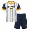 Outerstuff Infant White/Navy Milwaukee Brewers Position Player T-Shirt & Shorts Set