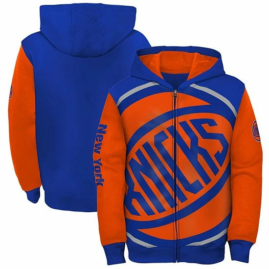 Outerstuff Youth Blue/Orange New York Knicks Poster Board Color Block Full-Zip Hoodie 4 Outerstuff Youth Blue/Orange New York Knicks Poster Board Color Block Full-Zip Hoodie - Image 2