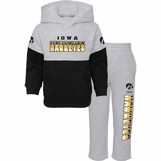 Outerstuff Infant Heather Gray/Black Iowa Hawkeyes Playmaker Pullover Hoodie & Pants Set 4 Outerstuff Infant Heather Gray/Black Iowa Hawkeyes Playmaker Pullover Hoodie & Pants Set - Image 2