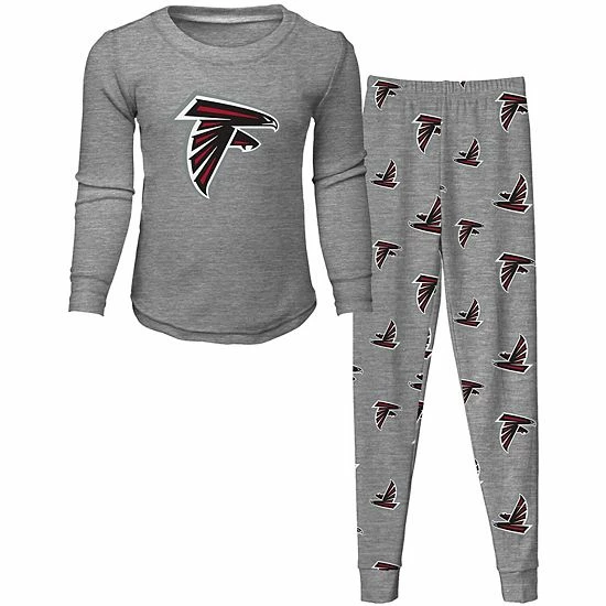 Outerstuff Youth Gray Atlanta Falcons Long Sleeve T-Shirt & Pants Sleep Set 3 Outerstuff Youth Gray Atlanta Falcons Long Sleeve T-Shirt & Pants Sleep Set