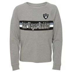 Outerstuff Juniors Heathered Gray Las Vegas Raiders All Striped Up Raglan Long Sleeve T-Shirt