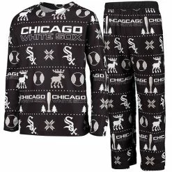 Outerstuff Youth Black Chicago White Sox Allover Print Long Sleeve T-Shirt & Pants Sleep Set