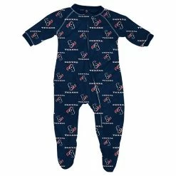 Outerstuff Houston Texans Infant Piped Raglan Full Zip Coverall - Navy Blue
